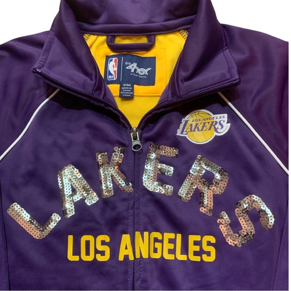 Womens G-III 4Her Carl Banks Purple/Gold LA Lakers Full-Zip Track Jacket Sz S - Picture 2 of 6